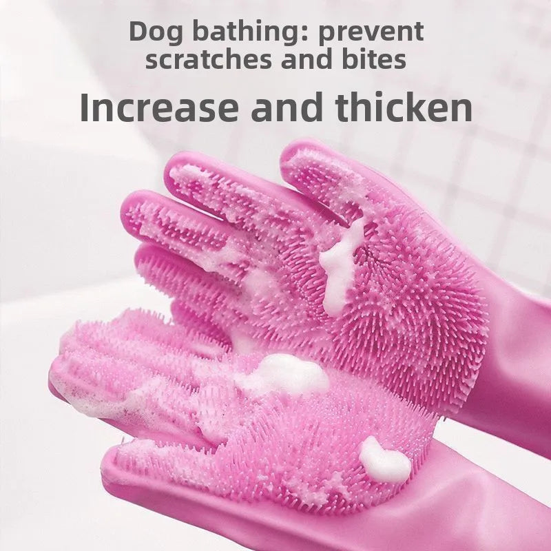 SHEDMEND Grooming Glove — Silicone Bristle Bath Glove Your Pet Will Actually Enjoy