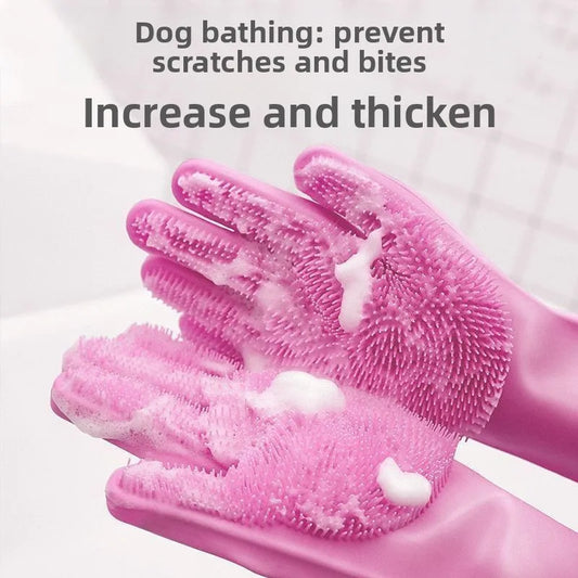 SHEDMEND Grooming Glove — Silicone Bristle Bath Glove Your Pet Will Actually Enjoy